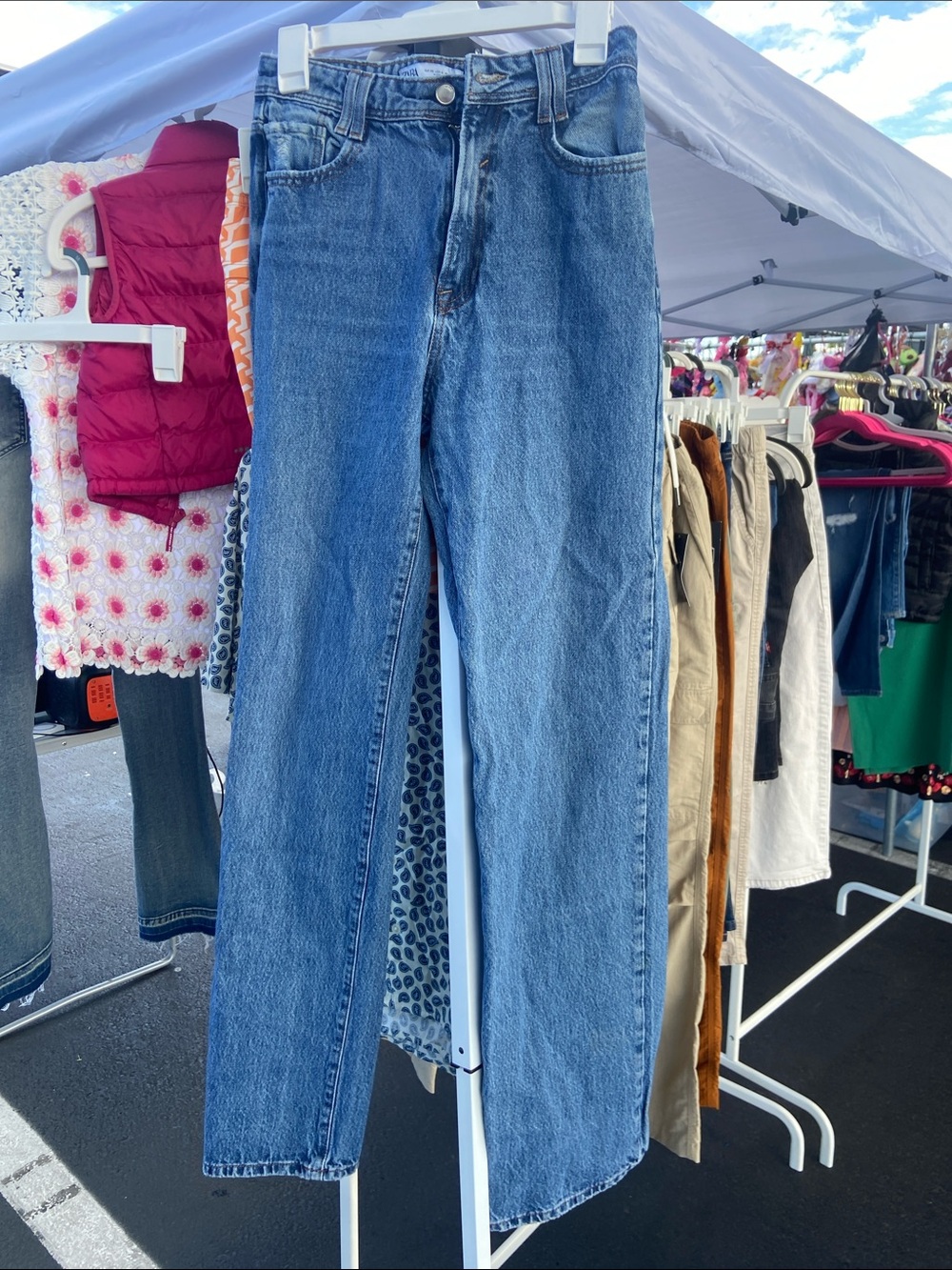 Zara Straight-Leg Jeans in Medium Blue